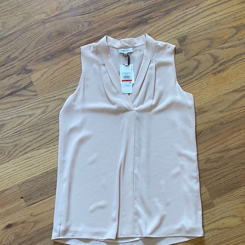 Calvin Klein Women's Light Pink Sleeveless Blouse